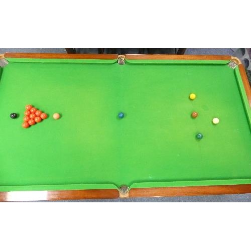 484 - An E. J. Riley of Accrington slate bed quarter size Snooker Dining Table, with mahogany frame and tw... 