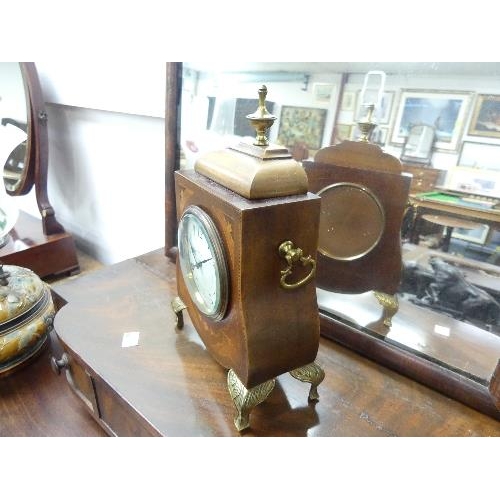 485 - An Edwardian inlaid mahogany Mantel Clock, by Walker & Hall Ltd with French movement, raised on bras... 