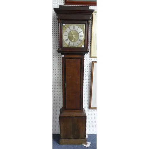 497 - A Georgian oak 30hour Longcase Clock, the 11in (28cm) brass dial signed France Warrington with singl... 