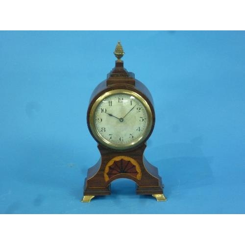 503 - A pretty early 20th century French 'balloon' Mantel Clock, with circular silvered dial and black Ara... 