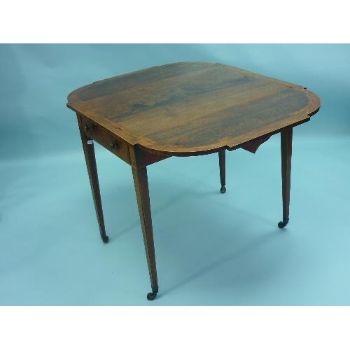 451 - A Georgian inlaid mahogany Pembroke Table, the shaped top above a frieze drawer raised on tapering l... 