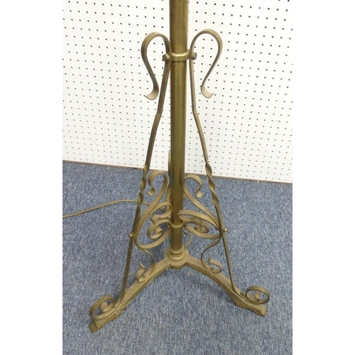 474 - An antique brass floor-standing telescopic Oil Lamp, converted to electicity, together with another ... 