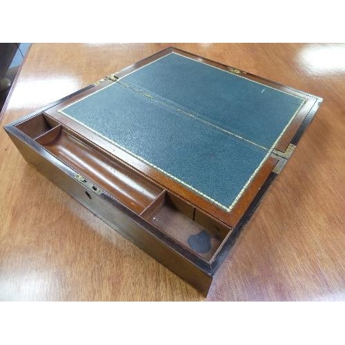 498 - A Georgian mahogany brass-bound Writing Slope, with fitted interior and side drawer, 17½in (44.5cm) ... 