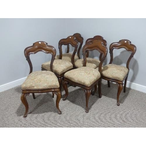 14 - A set of six Victorian mahogany Dining Chairs, with cabriole legs, 20in (50cm) wide, 34in (87cm) hig... 