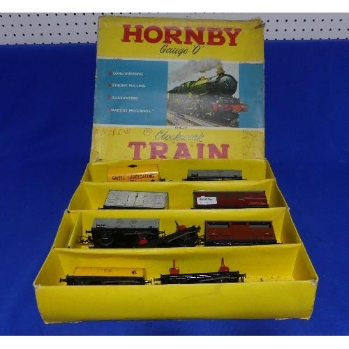 636 - Hornby '0' gauge, clockwork, locomotives, wagons, track, some boxed, etc., including 4-4-2 L.N.E.R. ... 