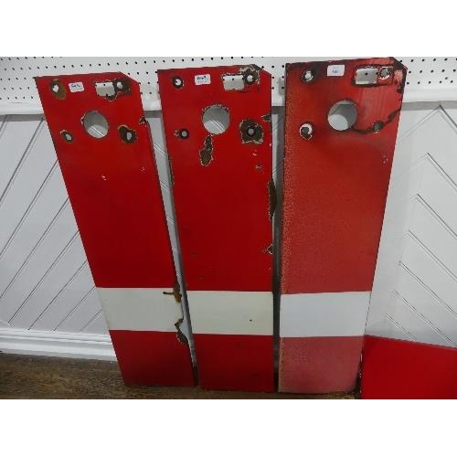 649 - Railwayana; Three BR red and white enamel home Signal Arms, some losses to enamel (3)