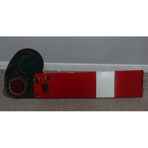 650 - Railwayana; A BR red and white enamel home Signal Arm, with an attached GWR spectacle plate.