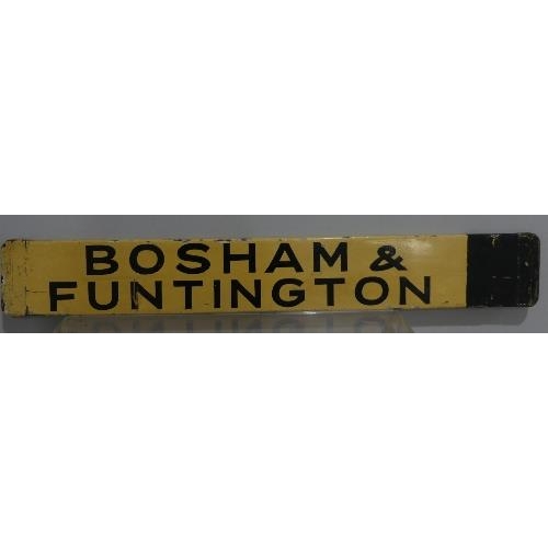 656 - Railwayana; Two wooden small carriage Departure Boards, one 'Bosham & Funtington' with 'Worthing' on... 