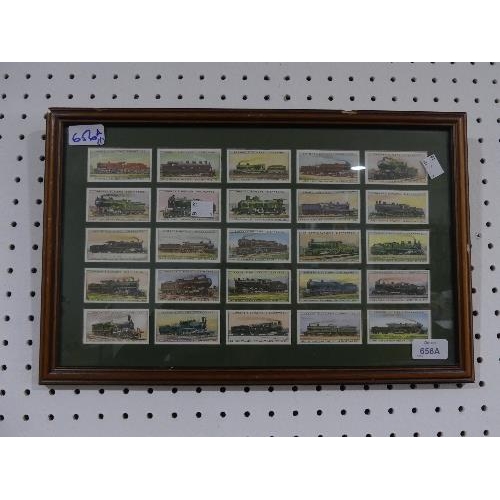 656A - Two framed prints of GWR Trains, together with two framed displays of Lambert & Butlers Cigarette Ca... 