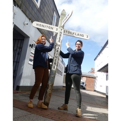 675 - A Devon County Council four arm wooden Finger Post Road Sign, ex-Three Mariners Cross, Cotleigh, wit... 