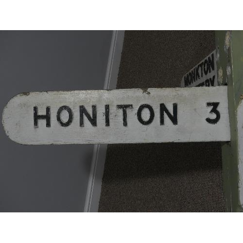 675 - A Devon County Council four arm wooden Finger Post Road Sign, ex-Three Mariners Cross, Cotleigh, wit... 