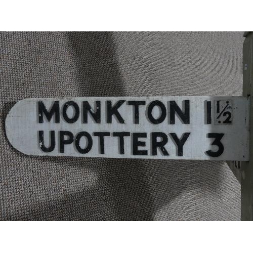 675 - A Devon County Council four arm wooden Finger Post Road Sign, ex-Three Mariners Cross, Cotleigh, wit... 