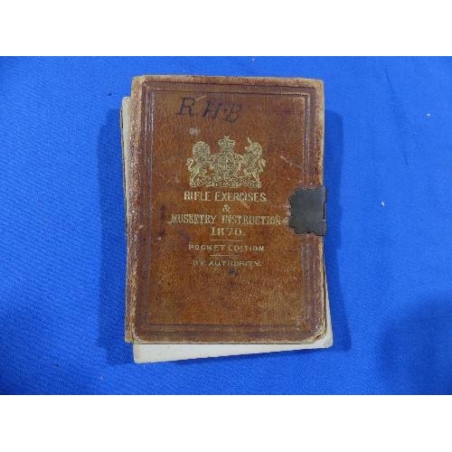 681 - An 1870 Victorian leather bound pocket edition 'Rifle Exercises & Musketry Instruction book', Horse ... 