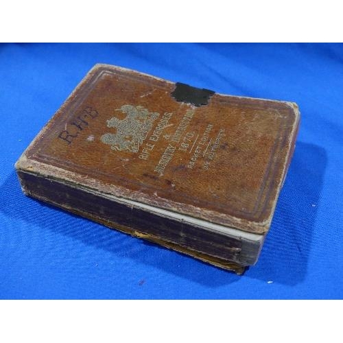 681 - An 1870 Victorian leather bound pocket edition 'Rifle Exercises & Musketry Instruction book', Horse ... 