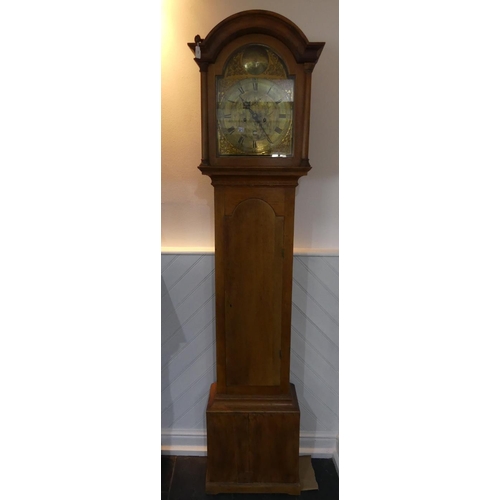 76 - A Georgian oak 8-day Longcase Clock, signed Thomas Hall, Rumsey, with 12in (28cm) arched brass dial,... 