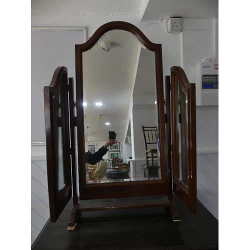 79 - An Edwardian mahogany framed Triptych Mirror, of arched form, with bevelled edged mirror plates, 45i... 