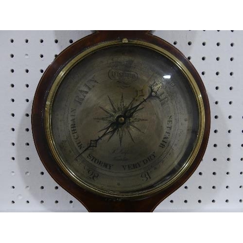 98 - An early 19thC mahogany wheel Barometer, signed P Nolfi, Taunton with a circular silvered dial, the ... 