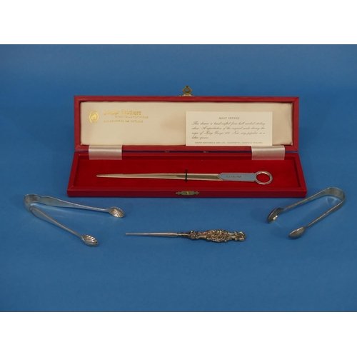 103 - A cased Elizabeth II silver Meat Skewer, by Cooper Brothers, hallmarked Sheffield, 1982, in velvet l... 