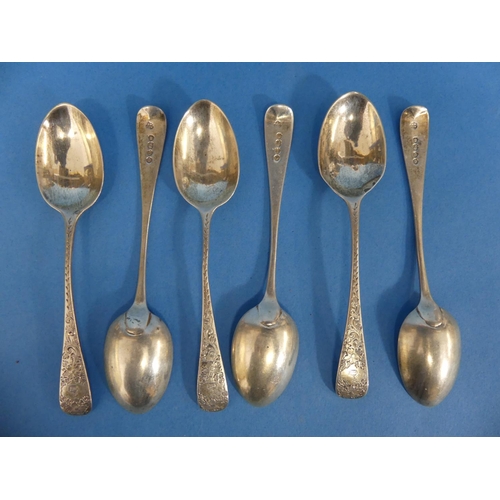 105 - A set of six Victorian silver Tea Spoons, by Wakely & Wheeler, hallmarked London, 1889, with bright ... 