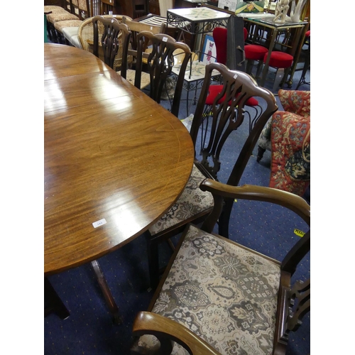 566 - A set of eight Georgian style mahogany Dining Chairs, with pierced splat backs and upholstered seats... 
