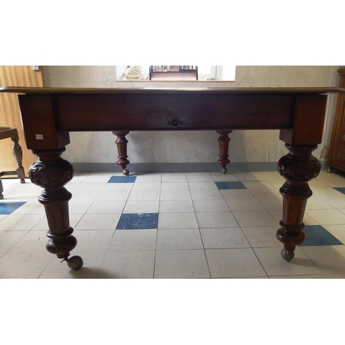 619 - A Victorian mahogany extending dining table, with one additional leaf, 70in (178cm) long x 48in (122... 