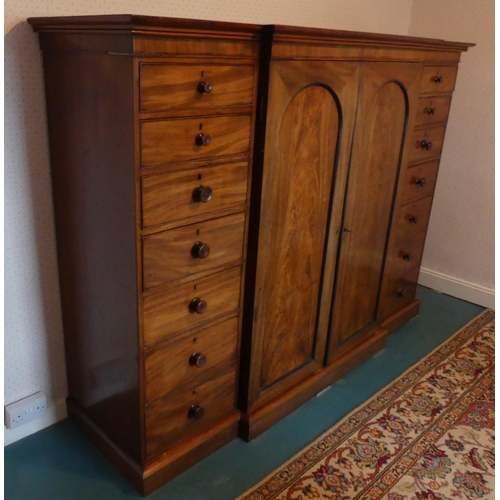 645 - A 19thC mahogany 'Gillows-style' Breakfront Clothes Press, 81½in (207cm) wide x 24in (61cm) deep x 6... 