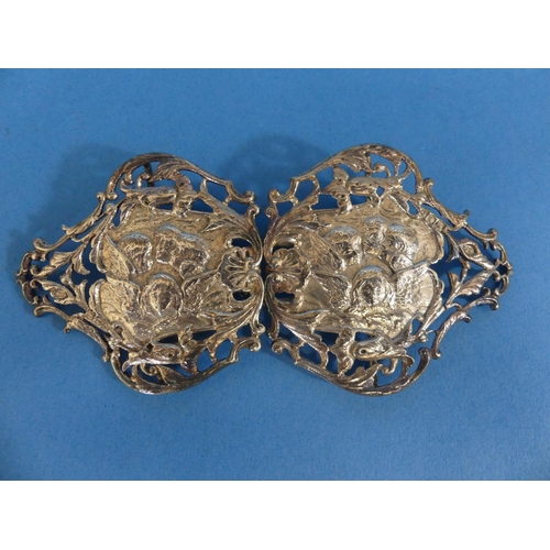 65 - A late Victorian silver Belt Buckle, by William Comyns & Sons Ltd., hallmarked London, 1897, pierced... 