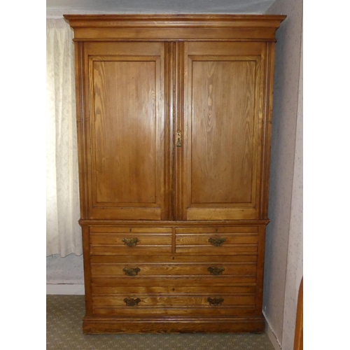 650 - An antique Linen Press, 52in (132cm) wide x 82in (208cm) high x 21in (53.25cm) deep.