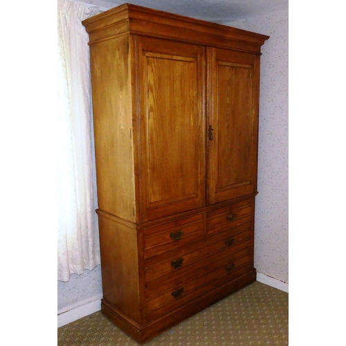 650 - An antique Linen Press, 52in (132cm) wide x 82in (208cm) high x 21in (53.25cm) deep.