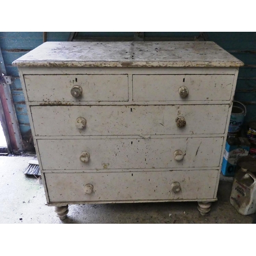 654 - A vintage white painted pine Chest of Drawers, 41in (104cm) wide x 20in (51cm) deep x 40in (101.5cm)... 