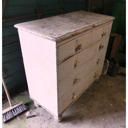 654 - A vintage white painted pine Chest of Drawers, 41in (104cm) wide x 20in (51cm) deep x 40in (101.5cm)... 