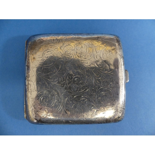 70 - A George V silver Cigarette Case, by Joseph Gloster Ltd., hallmarked Birmingham, 1918, with foliate ... 