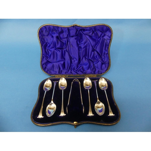 73 - A cased set of late Victorian silver Teaspoons with Sugar Nips, by William Hutton & Sons Ltd., hallm... 