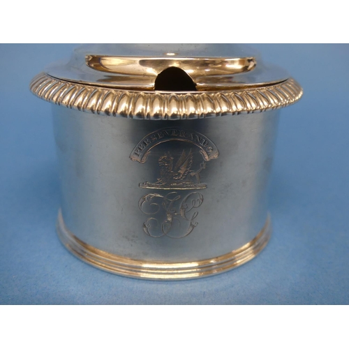 75 - A George IV silver Mustard Pot, by Philip Rundell, hallmarked London, 1822, of circular form,the hin... 