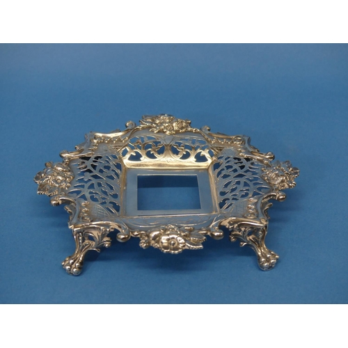 76 - A Victorian silver Inkstand, by Henry Wilkinson & Co., hallmarked Sheffield, 1851, of pierced diamon... 