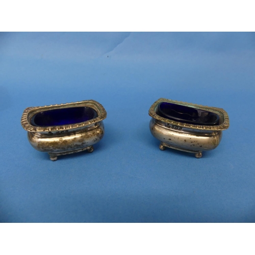 92 - A pair of Edwardian silver Open Salts, hallmarked Birmingham, 1909, of rounded rectangular form on b... 