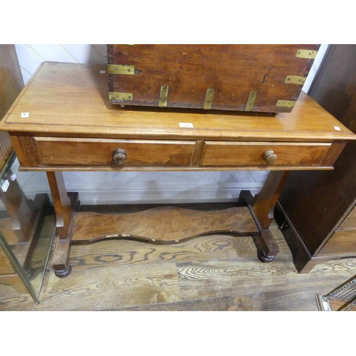 605 - A Victorian mahogany two drawer Side Table, 41½in wide x 19in deep x 31in high (105cm x 48cm x 79cm)