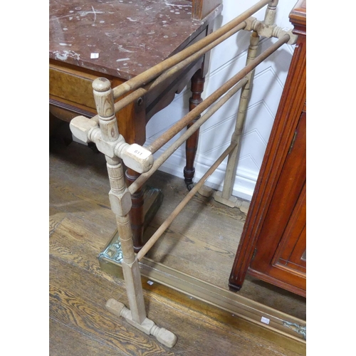 611 - An Edwardian burr walnut mable-topped Washstand, the marble top above one central drawer, raised upo... 