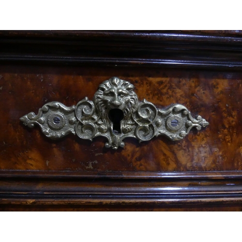 657 - A 19thC French walnut Secretaire Chest of Drawers, the top central drawer above three faux drawers e... 