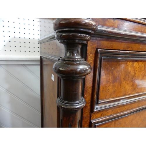 657 - A 19thC French walnut Secretaire Chest of Drawers, the top central drawer above three faux drawers e... 