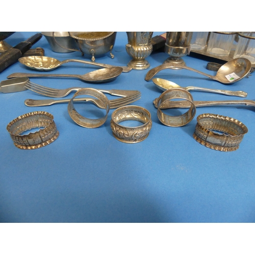 72 - Five various silver Napkin Rings, approx total weight 1.9ozt, all distorted in shape, initialled etc... 