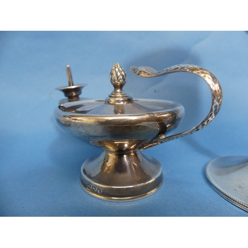 85 - A George V silver 'Aladdin Lamp' Table Lighter, by Joseph Braham, hallmarked London, 1914, a/f, serp... 