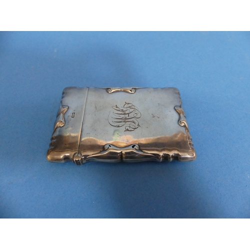 100 - A George V silver Card Case, by E J Trevitt & Sons Ltd., hallmarked Chester 1913, of hinged rectangu... 