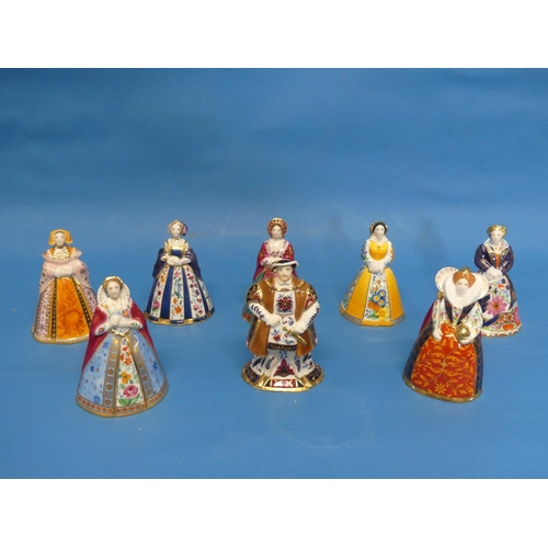 121 - A Royal Worcester Connoisseur collection of Candle Snuffers, as King Henry VIII and his Six Wives; a... 