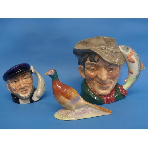 124 - A Royal Doulton 'The Poacher' Toby Jug, of large size, with factory marks to base, together with a s... 
