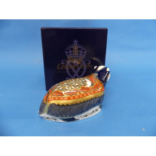 135 - A Royal Crown Derby 'Moonlight Badger' Paperweight, exclusively produced for the Royal Crown Derby C... 