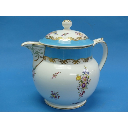 140 - A small quantity of ceramic Teapots, including a large Teapot, decorated in floral sprays, enclosed ... 
