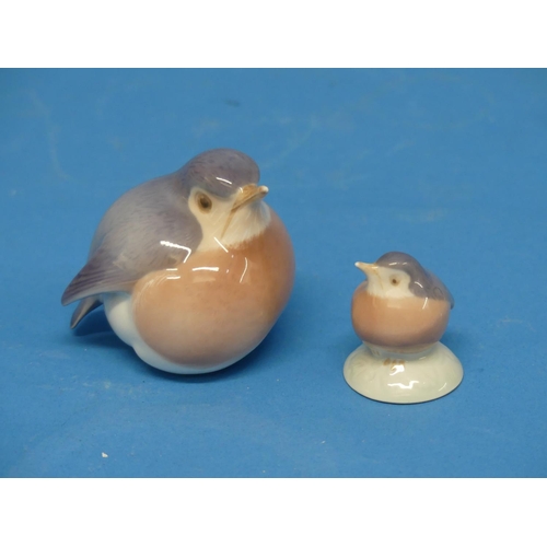 147 - Two Royal Copenhagen birds, the larger of the two of Second Quality, both with blue underglaze mark ... 