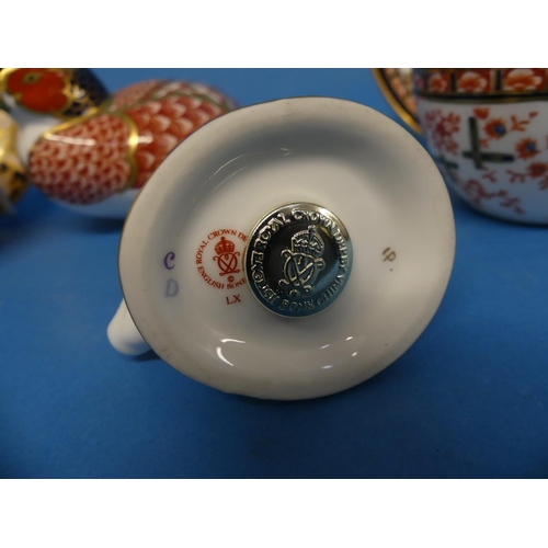 162 - A Royal Crown Derby pheasant Paperweight, decorated in the imari palette with factory marks and gold... 