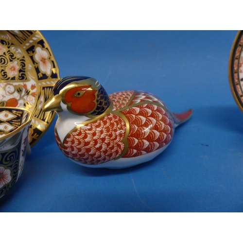162 - A Royal Crown Derby pheasant Paperweight, decorated in the imari palette with factory marks and gold... 